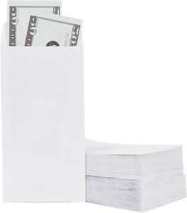 100-Pack #7 Small Money Envelopes for Cash 3.5X6.5 Inch, White 130 Gsm, Self-Adh - Picture 1 of 12