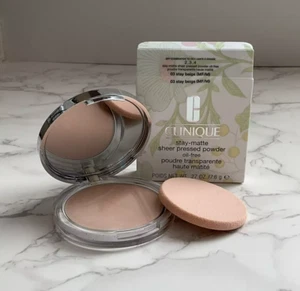 Clinique Stay Matte Sheer Pressed Powder Oil-Free # 03 Stay Beige 7.6g Full NIB - Picture 1 of 5