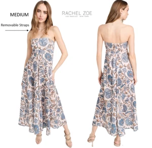 Rachel Zoe Floral Multicolor Bandeau W/ Removable Straps Midi Dress - Picture 1 of 20