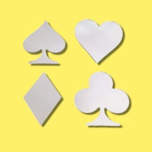 Heart, Diamond, Spade & Club Shaped Acrylic Mirrors - Various Sizes - Picture 1 of 1