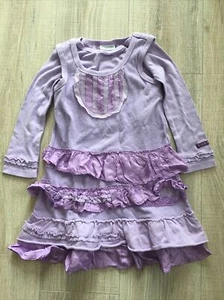 Naartjie Kids Girls Ruffle Layered Long Sleeve Dress Tunic Sz 4 Purple - Picture 1 of 6