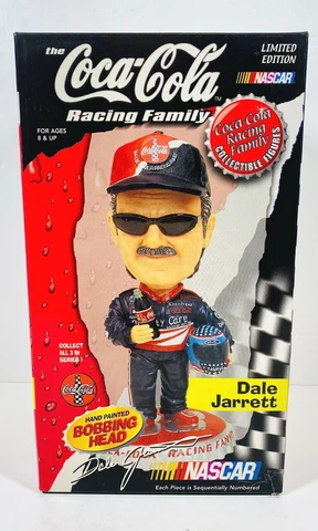 LARGE 9.5" DALE JARRETT COCA COLA COKE RACING FAMILY BOBBLE HEAD WITH BOX & COA Cover