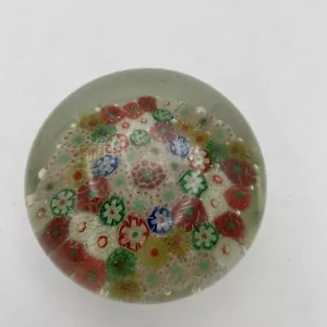 Vintage Millefiori Murano Italy Art Glass Design Multicolor Paperweight Flower - Picture 1 of 4