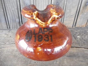 Electrical Insulator LAPP 1931 Brown Used Salvage Powerline Lineman Collectible - Picture 1 of 11