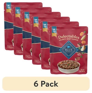 (6 pack) Blue Buffalo Delectables Natural Wet Dog Food Toppers, Hearty Beef,3-oz - Picture 1 of 9