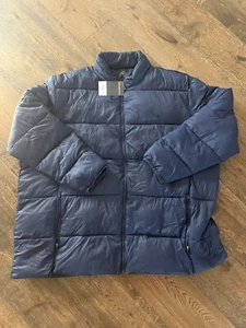 St. Johns Bay Mens Big & Tall 5XLT Navy Blue Lightweight Packable Puffer Jacket - Picture 1 of 6