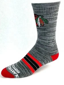 Calcetines Deuce Crew Chicago Blackhawks gris hockey RMC rojos y negros de cuatro rayas - Imagen 1 de 2