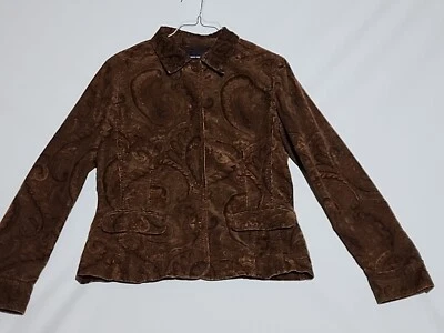 Винтажная коричневая вельветовая женская куртка Jones New York с узором пейсли размер Small - Изображение 1 из 4