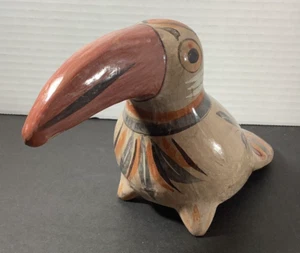 Vintage Tonala Mexican Pottery Hand Painted Toucan Bird Figurine - Picture 1 of 5
