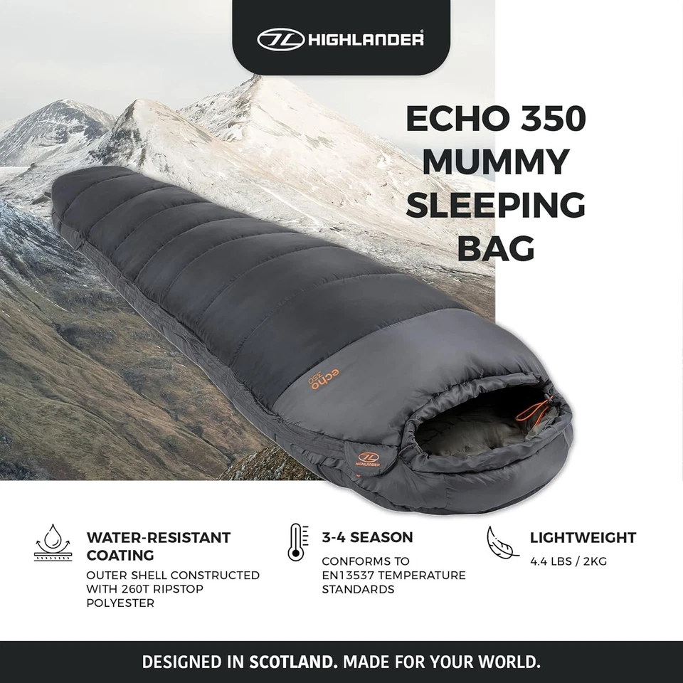 Highlander ECHO 350 Mummy Sleeping Bag 3 Seasons - Image 1 of 4