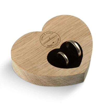 Hochzeit Ringkissen Herz individuell 10x8,5cm Eichenholz - Kreisname - Bild 1 von 4