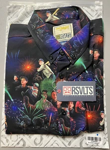 RSVLTS Sandlot Nightgame Large NWT Short Sleeve Button Down Shirt Fireworks - Picture 1 of 6