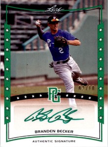 2014 Leaf Perfect Game Showcase Autographs Green #ABB5 Branden Becker /10