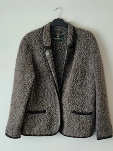 GIESSWEIN Chunky Knit Jacket Alpaca Mohair Pockets Brown ~ Size Uk 10 - Picture 1 of 20