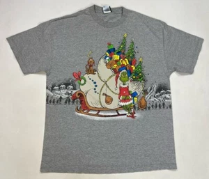 VINTAGE Dr Seuss The Grinch Christmas 2001 Graphic T-shirt Men XL Gray - Picture 1 of 10