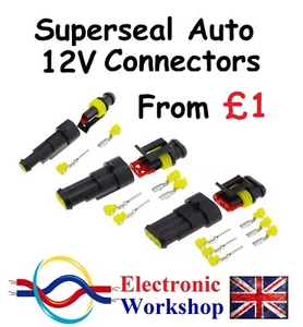 Conectores eléctricos de coche Superseal enchufe de 12 V 1 pin 2 pines 3 pines VENDEDOR DEL REINO UNIDO - Imagen 1 de 16
