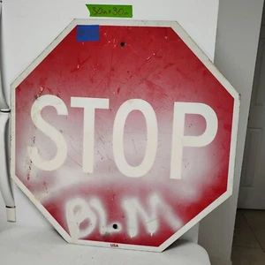 Stop Sign 30" Authentic BLM Graffiti Street Traffic Road Sign Lot 12-537 - Picture 1 of 2
