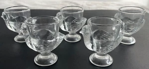 VINTAGE CLEAR GLASS CHICKEN EGG CUPS X 5 - Picture 1 of 3
