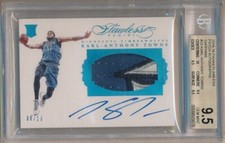 KARL-ANTHONY TOWNS 2015/16 FLAWLESS RC SAPPHIRE AUTO LOGO PATCH #/10 BGS 9.5 GEM