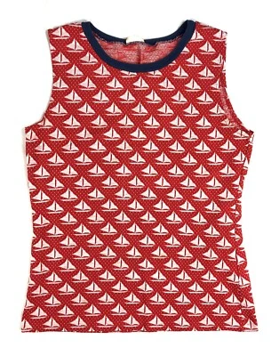 Camisa tejida vintage años 50 para mujer camiseta sin mangas velero estampado Pandora años 60 J23 Foto 1 de 4