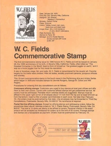 #8001 15c W. C. Fields Stamp - Scott #1802 USPS Souvenir Page - Picture 1 of 1