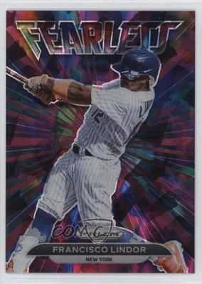 2022 Panini Prizm Fearless Burgundy Cracked Ice /25 Francisco Lindor #FL-13 - Image 1 of 2