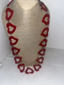 Vintage Retro Lucite Plastic Red Heart Belt Chain Belt 40” - Picture 1 of 4