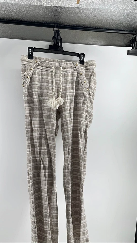 Pantalones de salón para mujer a rayas con cordón boho pierna ancha informales talla 11, sacudida Foto 1 de 3