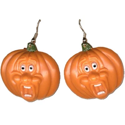 Divertidos PENDIENTES CARA CALABAZA JACK-O-LANTERN GRITO-Espeluznante Halloween Funky Joyería Foto 1 de 2