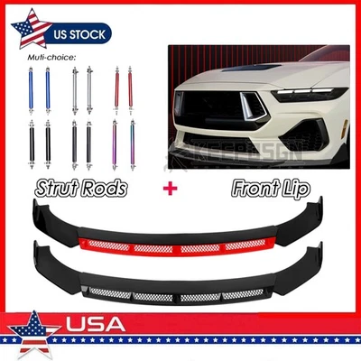 Kit de carrocería de alerón divisor de labios para parachoques delantero para Ford Mustang GT piezas varillas de puntal Foto 1 de 4