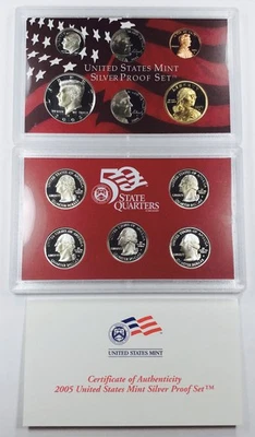 2005 S SILVER PROOF SET FROM U.S. MINT! PHENOMENAL COLLECTOR SET! WOW! NR #G1702 - Image 1 of 4