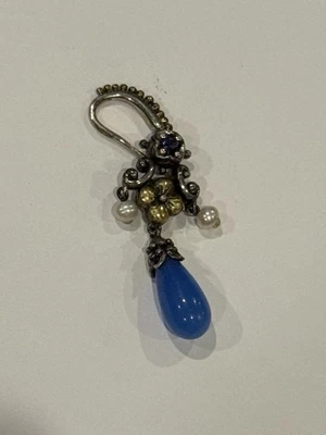 PENDIENTE COLGANTE BARBARA BIXBY AZUL JADEÍTA IOLITA PERLA REPUESTO 18k 925 Foto 1 de 4
