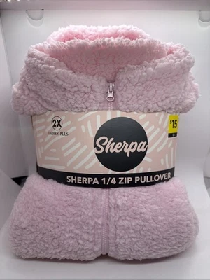Bobbie Brooks DAMAS Sherpa 1/4 Cremallera Pullover Chaqueta Sudadera Rosa Foto 1 de 4