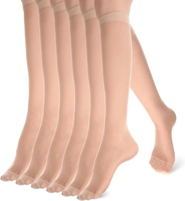 6 pares de pantimedias hasta la rodilla para mujer, medias de nailon hasta la rodilla para mujer desnuda  Foto 1 de 4