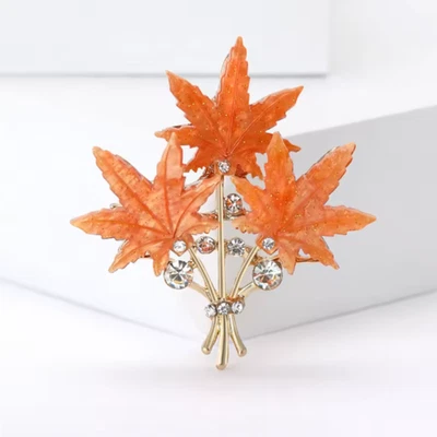 Broche prendedor de hojas de otoño de lujo - hojas de otoño joyería regalo de Acción de Gracias y Halloween Foto 1 de 4