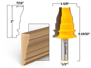 2" Door & Window Door & Window Casing Router Bit - 1/2" Shank - Yonico 16125 - Picture 1 of 1