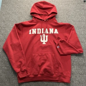 Indiana Hoosiers Hoodie Adult Large Red Champion Pullover Sweatshirt College - Picture 1 of 7