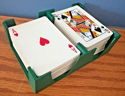 2 to 4 Deck Playing Card Tray Canasta Hand & Foot Samba Gin Rummy Pine Green New - Image 1 of 4