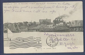 Dampfer im Hafen von St Joseph Michigan - Bodenriss, PMK St Joseph 1908 - Bild 1 von 2