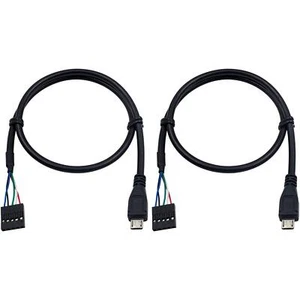 Lot de 2 câbles de rallonge 50 cm 5 broches/Micro USB barrette USB de carte m... - Photo 1/5