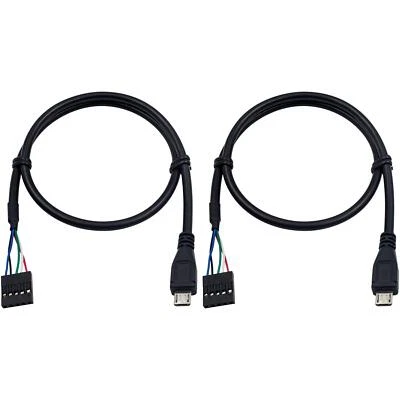 Lot de 2 câbles de rallonge 50 cm 5 broches/Micro USB barrette USB de carte m... - Photo 1/4