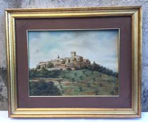 DIPINTO OLIO SU TELA CAPALBIO PANORAMA DALL' AURELIA QUADRO CON CORNICE FIRMATO - Imagen 1 de 10