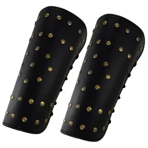 Viking Leather Vambraces Leather Arm Guard Arm Bracers Medieval Larp Costume - Picture 1 of 5