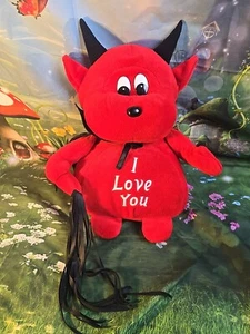 New Moons I Love You Geiler Teufel mit Peitsche & schwarzem Umhang Plüschtier Kuscheltier 14 Zoll Valenti - Bild 1 von 7