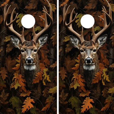 WATERPROOF & FADEPROOF Cornhole Board Wraps / Camo Deer  / - Image 1 of 4