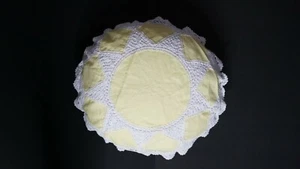 LINEN LACE CUSHION COVER WHITE and YELLOW COLORED 24 inch handmade - Picture 1 of 1
