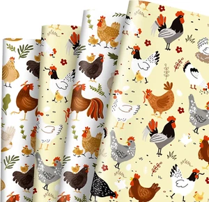8 Sheet Farm Animal Wrapping Paper -Not Roll- Chicken Gift Wrap Paper Folded Fla - Picture 1 of 7
