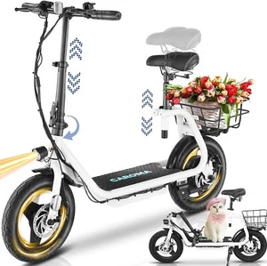 14" Peak 1200W Electric Scooter with Seat&Basket, Commuter Ebike for Adult&Teen# - Picture 1 of 112