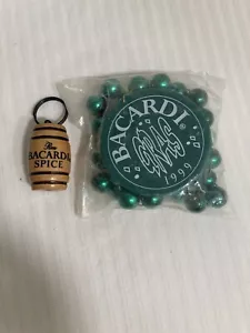 Vintage Bacardi Advertising Lot, Mardi Gras Beads, Rum Barrel Key Chain - Picture 1 of 6
