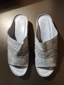 Spring Step Denim Blue Leather Slides Size 41 (US: 9½ - 10) Wide - Picture 1 of 13